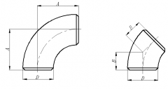 大口径弯头尺寸表